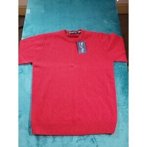 VINTAGE Oliver & Burke Sweater Sz Medium Mens Red Lambswool Long Sleeve NWT